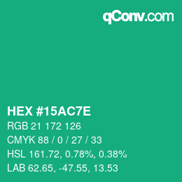Color code: HEX #15AC7E | qconv.com