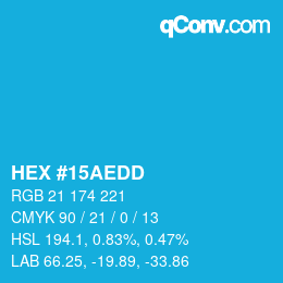 Color code: HEX #15AEDD | qconv.com
