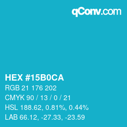 Color code: HEX #15B0CA | qconv.com