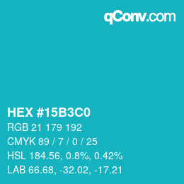 Color code: HEX #15B3C0 | qconv.com