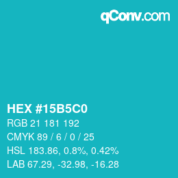 Color code: HEX #15B5C0 | qconv.com