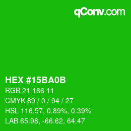 Color code: HEX #15BA0B | qconv.com