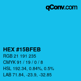 Color code: HEX #15BFEB | qconv.com