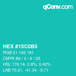 Color code: HEX #15C0B5 | qconv.com