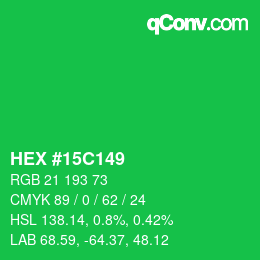 Color code: HEX #15C149 | qconv.com