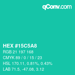Color code: HEX #15C5A8 | qconv.com