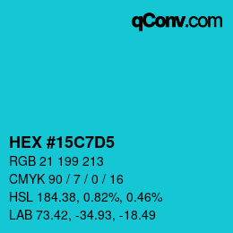 Color code: HEX #15C7D5 | qconv.com