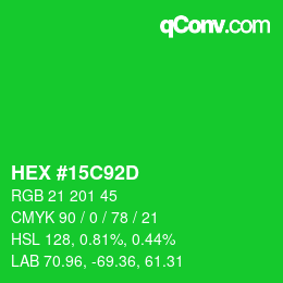 Color code: HEX #15C92D | qconv.com