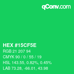 カラーコード: HEX #15CF5E | qconv.com