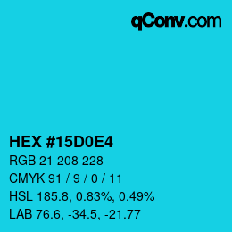 カラーコード: HEX #15D0E4 | qconv.com