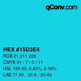 Color code: HEX #15D3E4 | qconv.com