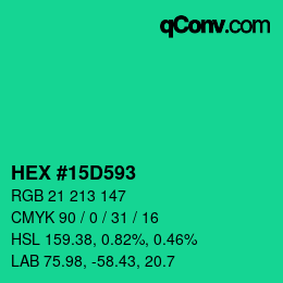 Color code: HEX #15D593 | qconv.com