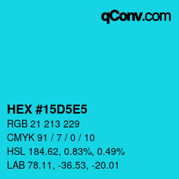 カラーコード: HEX #15D5E5 | qconv.com