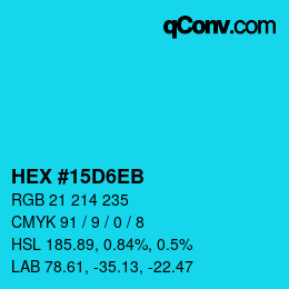 Code couleur: HEX #15D6EB | qconv.com