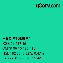 Color code: HEX #15D9A1 | qconv.com