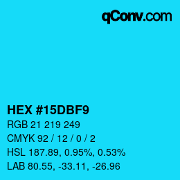 Color code: HEX #15DBF9 | qconv.com