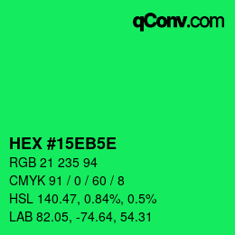 Código de color: HEX #15EB5E | qconv.com