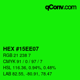颜色代码: HEX #15EE07 | qconv.com