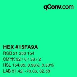 Color code: HEX #15FA9A | qconv.com