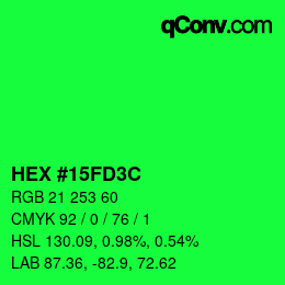 Color code: HEX #15FD3C | qconv.com