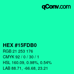 Color code: HEX #15FDB0 | qconv.com