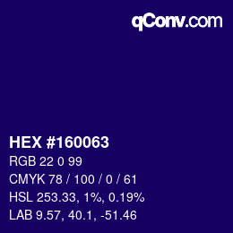 Color code: HEX #160063 | qconv.com