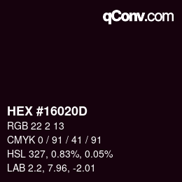 カラーコード: HEX #16020D | qconv.com