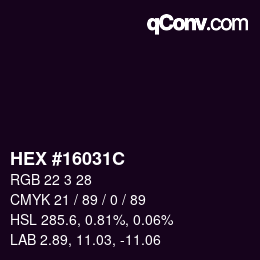 Color code: HEX #16031C | qconv.com