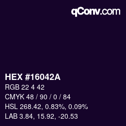 Color code: HEX #16042A | qconv.com