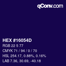 カラーコード: HEX #16054D | qconv.com
