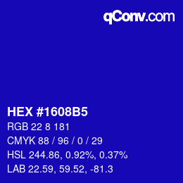 カラーコード: HEX #1608B5 | qconv.com