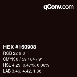 Color code: HEX #160908 | qconv.com
