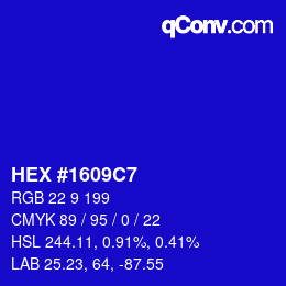 Color code: HEX #1609C7 | qconv.com