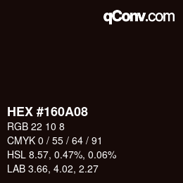 Color code: HEX #160A08 | qconv.com