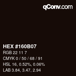 Color code: HEX #160B07 | qconv.com