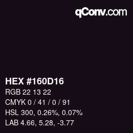 カラーコード: HEX #160D16 | qconv.com