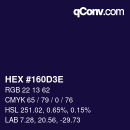 Color code: HEX #160D3E | qconv.com