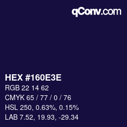 Color code: HEX #160E3E | qconv.com