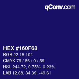Color code: HEX #160F68 | qconv.com