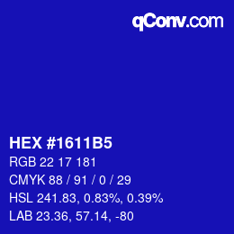 Color code: HEX #1611B5 | qconv.com