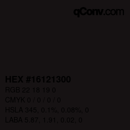 Color code: HEX #16121300 | qconv.com