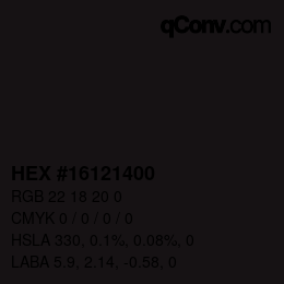 Color code: HEX #16121400 | qconv.com