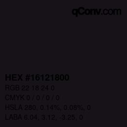 颜色代码: HEX #16121800 | qconv.com