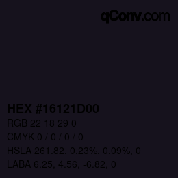 Code couleur: HEX #16121D00 | qconv.com