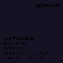 Color code: HEX #16122300 | qconv.com