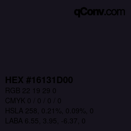 Color code: HEX #16131D00 | qconv.com