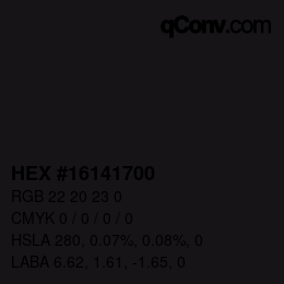Color code: HEX #16141700 | qconv.com
