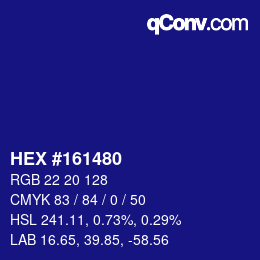 Color code: HEX #161480 | qconv.com