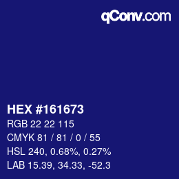 Color code: HEX #161673 | qconv.com