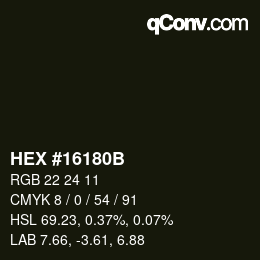 Farbcode: HEX #16180B | qconv.com